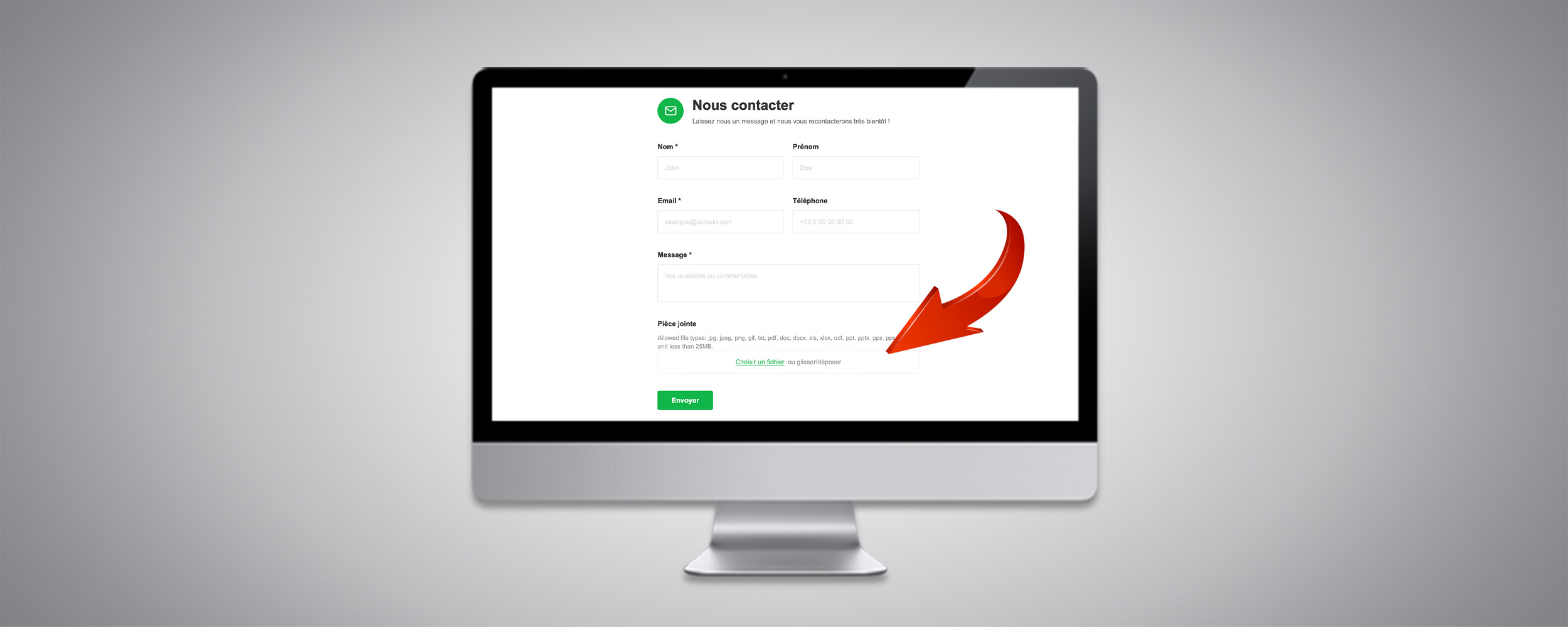 Formulaire de contact avec pièce jointe